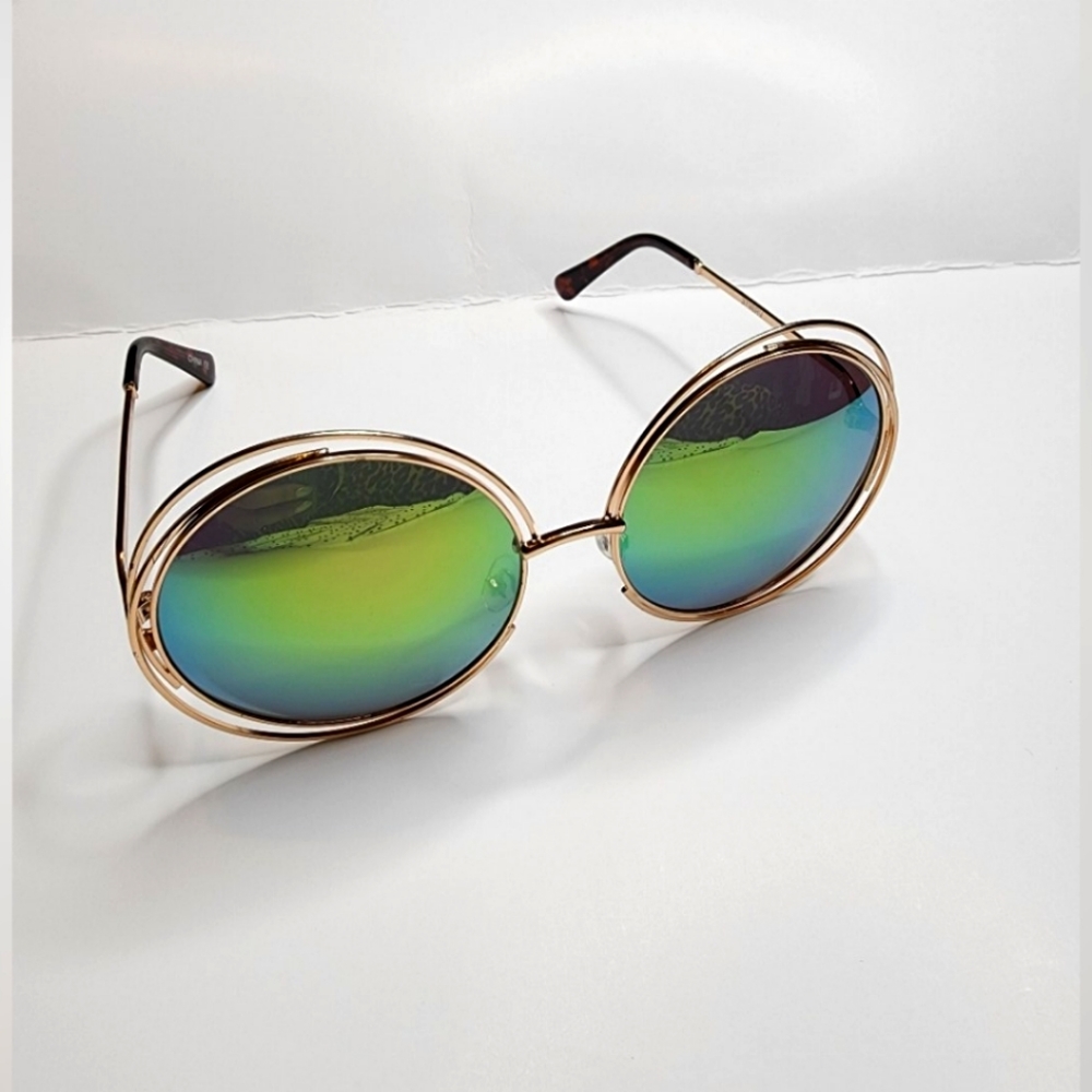Round Mirrored Sunglasses  - Green